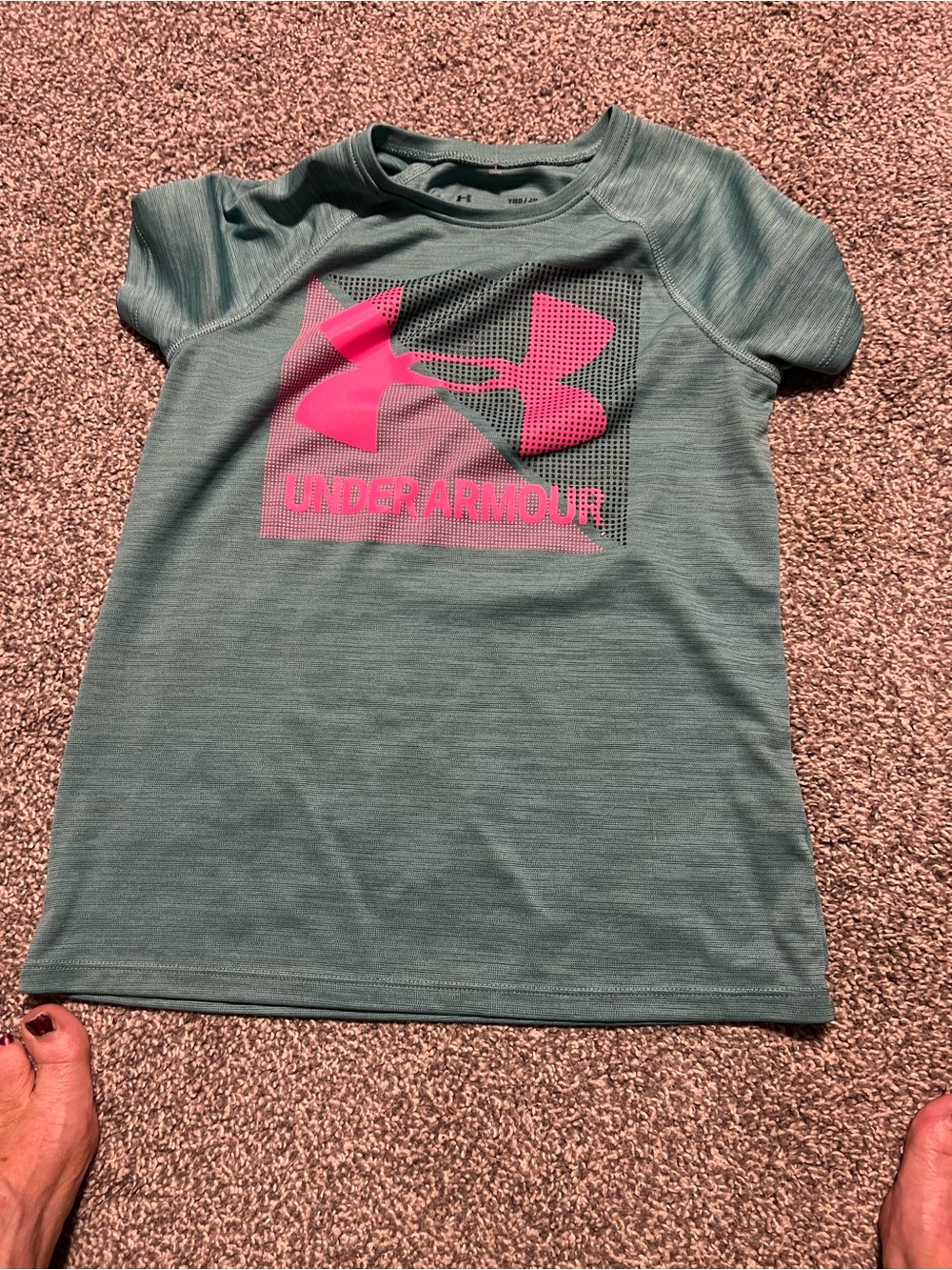 Under Armour Teal Short Sleeve Tee with Pink Logo